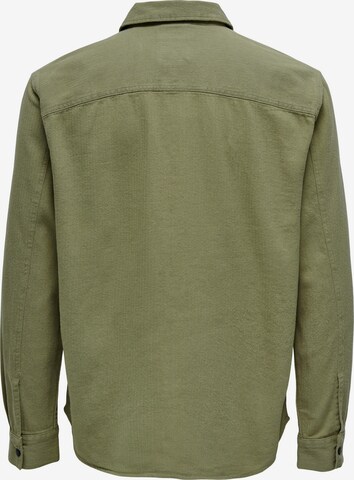 Only & Sons Comfort fit Button Up Shirt 'Team' in Green