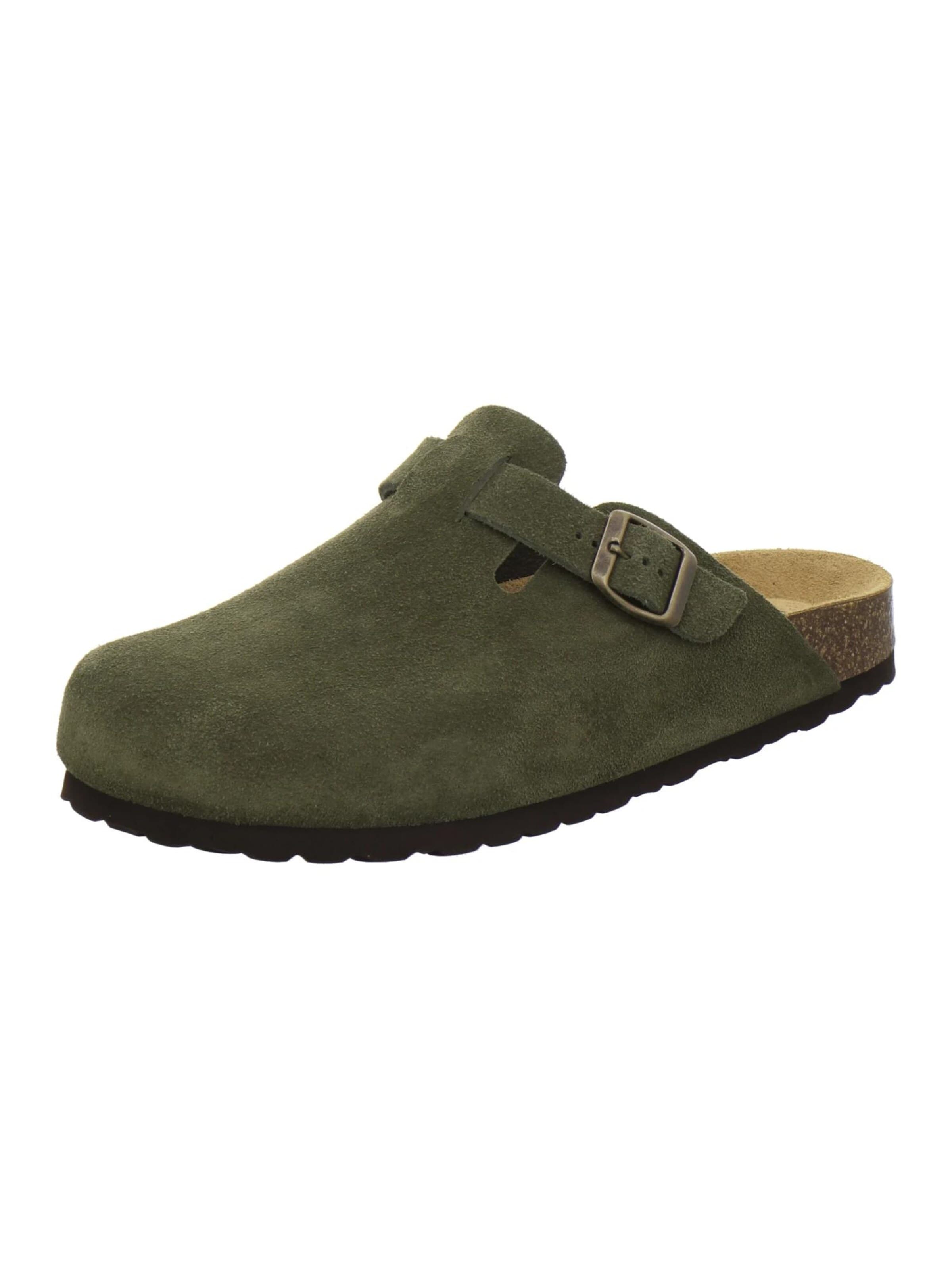 AFS-Schuhe Clogs 'Clogs Herren moos Veloursleder' in Groen: voorkant
