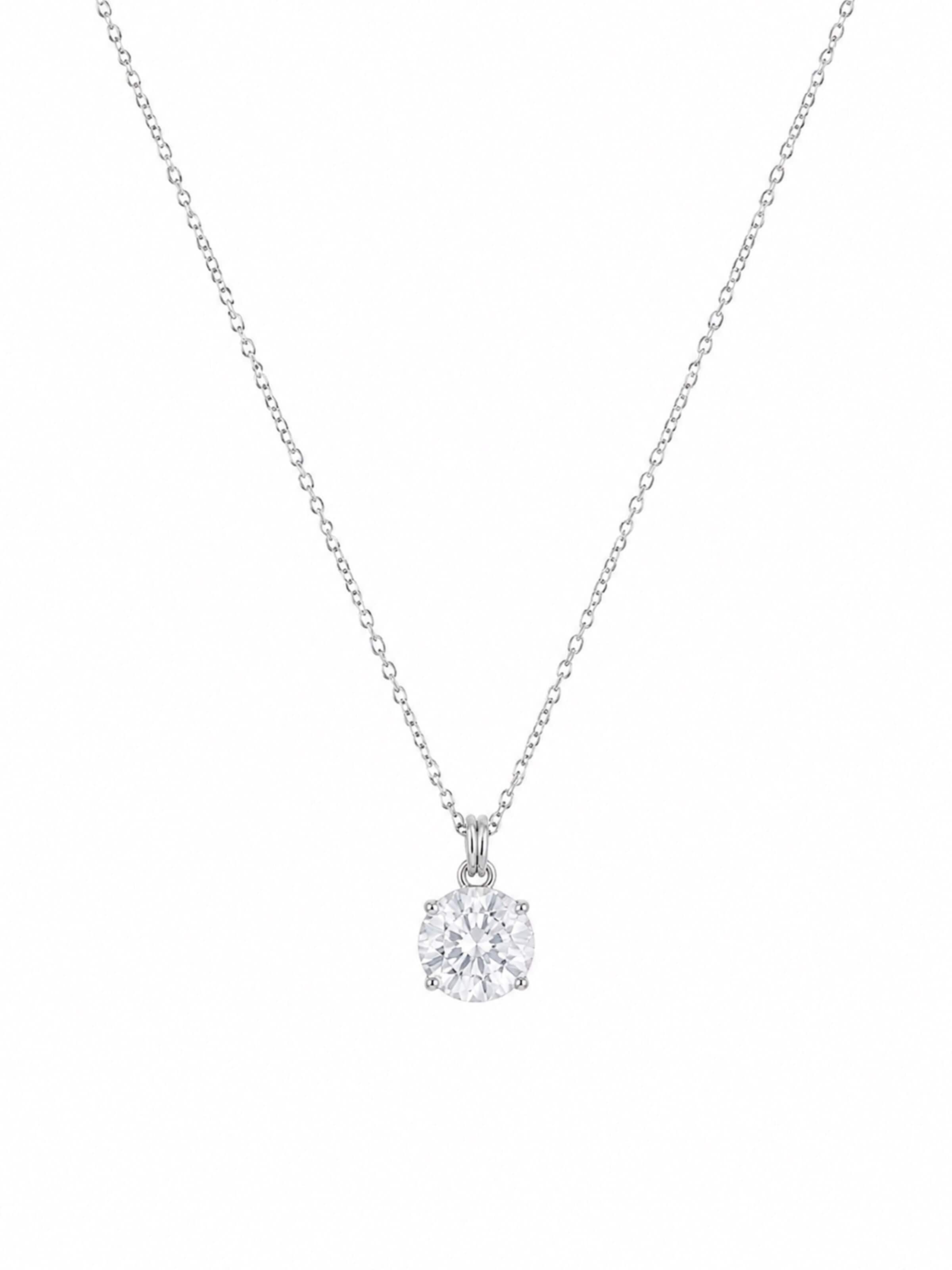 Staufergold Necklace 'Kette „Leiser Funke“ – zarter Zirkonia-Anhänger, klar & schlicht – Silber' in Gold: front