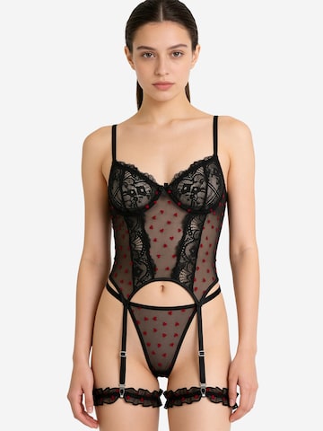 L.BEV Balconette Wäsche-Sets 'Segreto d’Amore Nero Set' in Schwarz