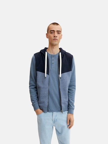 TOM TAILOR Zip-Up Hoodie in Blue