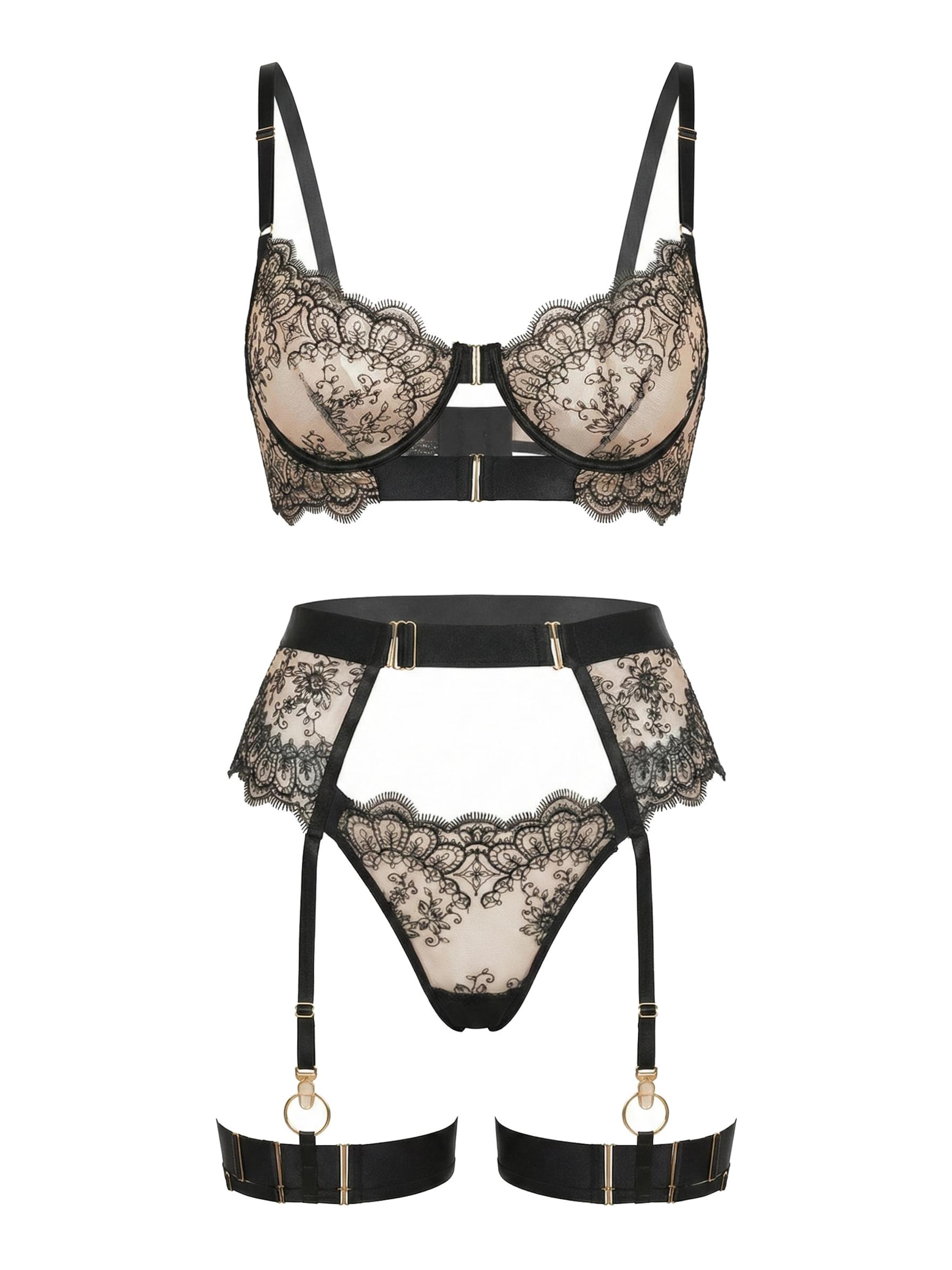 L.BEV Balconette Underwear sets 'Aura Preziosa' in Grey: front