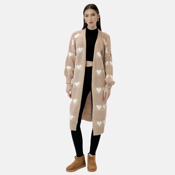 Cappotto in maglia di Elara in rosa: frontale