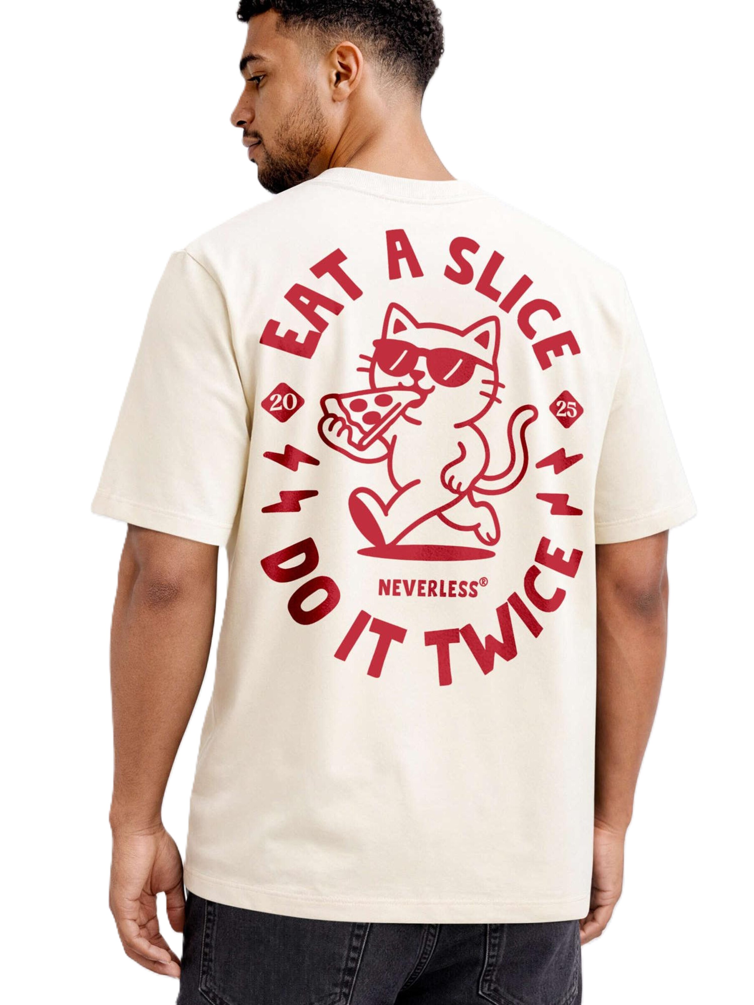 Neverless Shirt 'Eat a Slice' in Beige