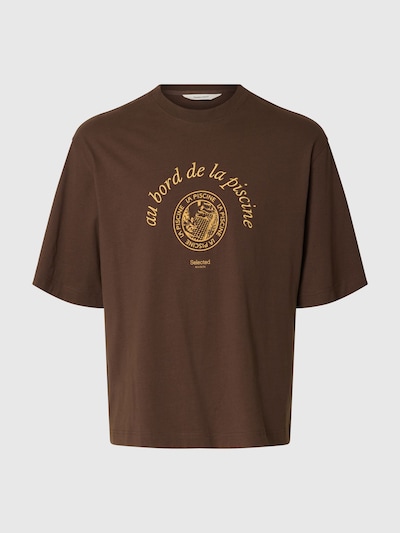 SELECTED T-Shirt en L en marron / jaune foncé, Vue avec produit