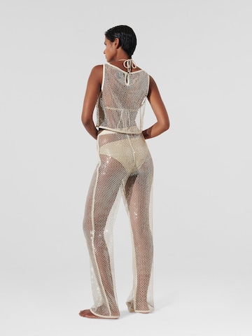 Karl Lagerfeld Regular Trousers 'Sequin' in Beige