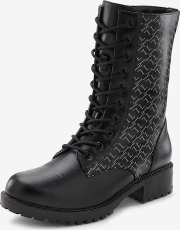 LASCANA Lace-up bootie in Black: front