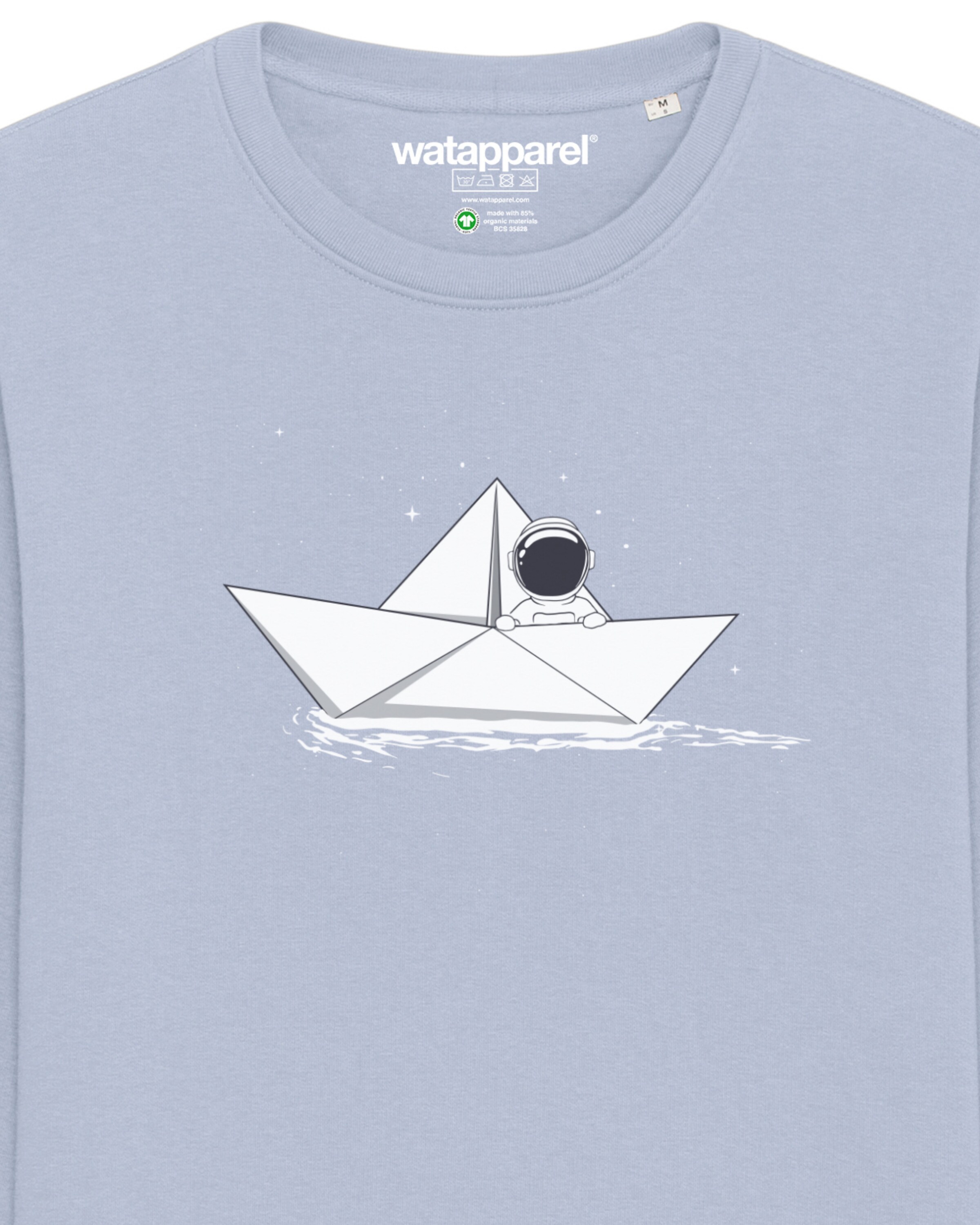 Watapparel Sweatshirt ' Astronaut in paper boat ' in Blau