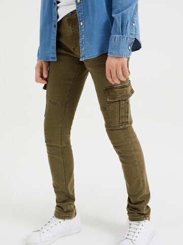 WE Fashion Skinny Pants in Green: front