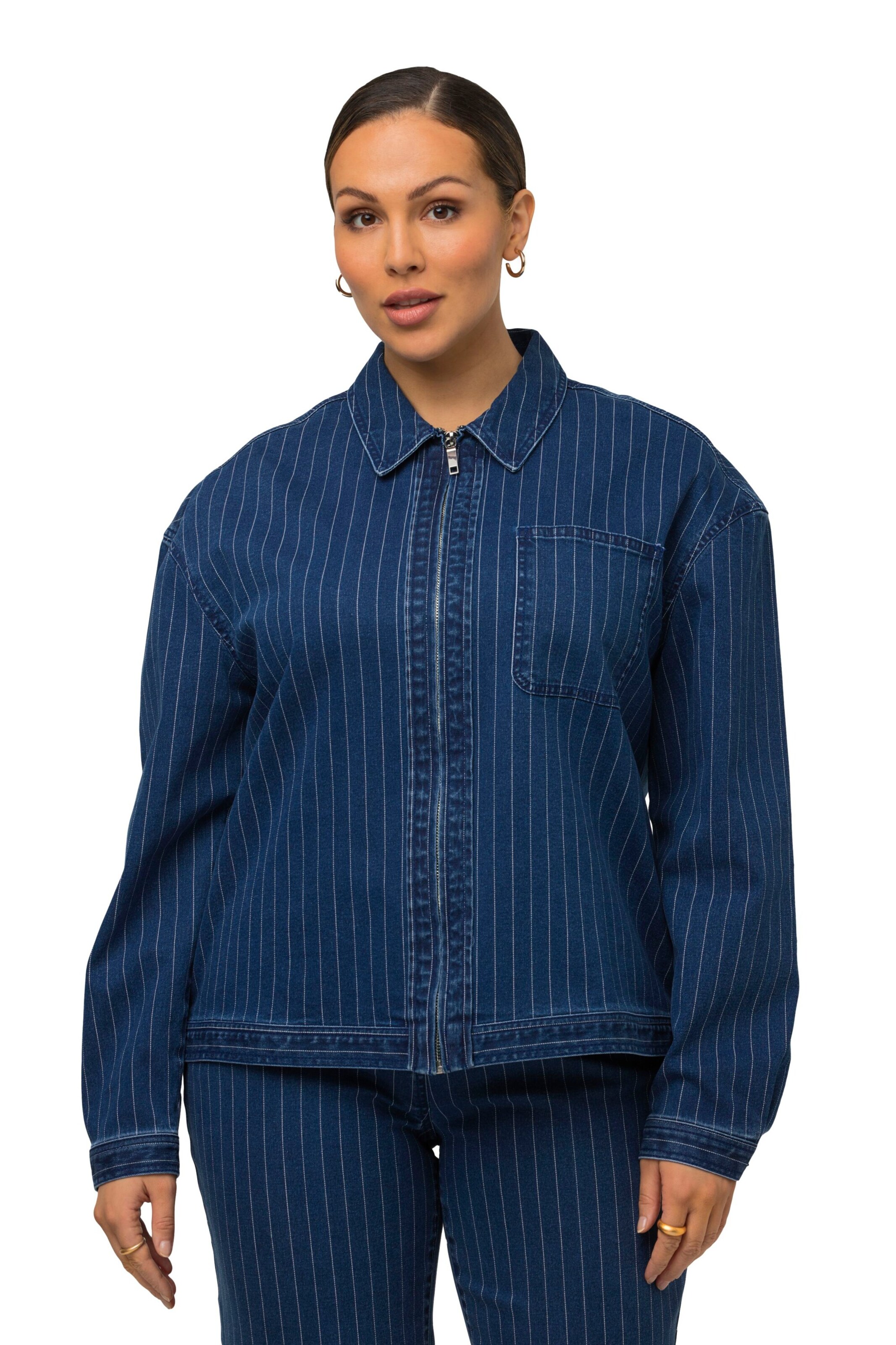 Ulla Popken Between-season jacket in Blue: front