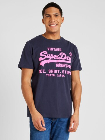 Tricou de la Superdry pe albastru: față