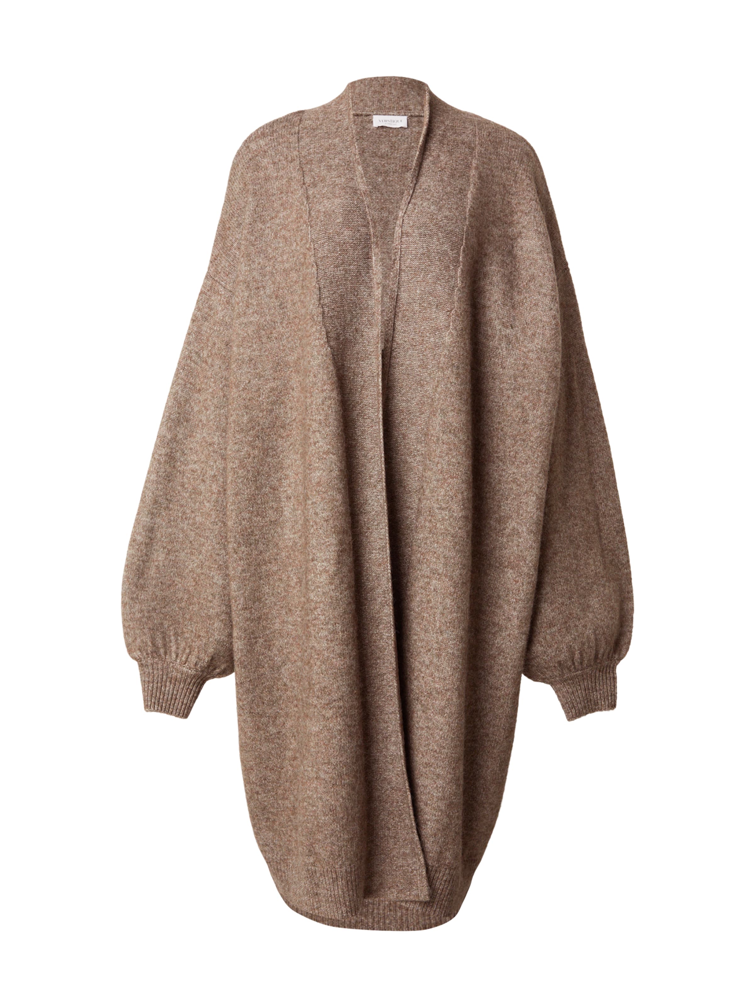 VERSTIQUE Υπερμεγέθη πλεκτή ζακέτα σε μπεζ: μπροστά