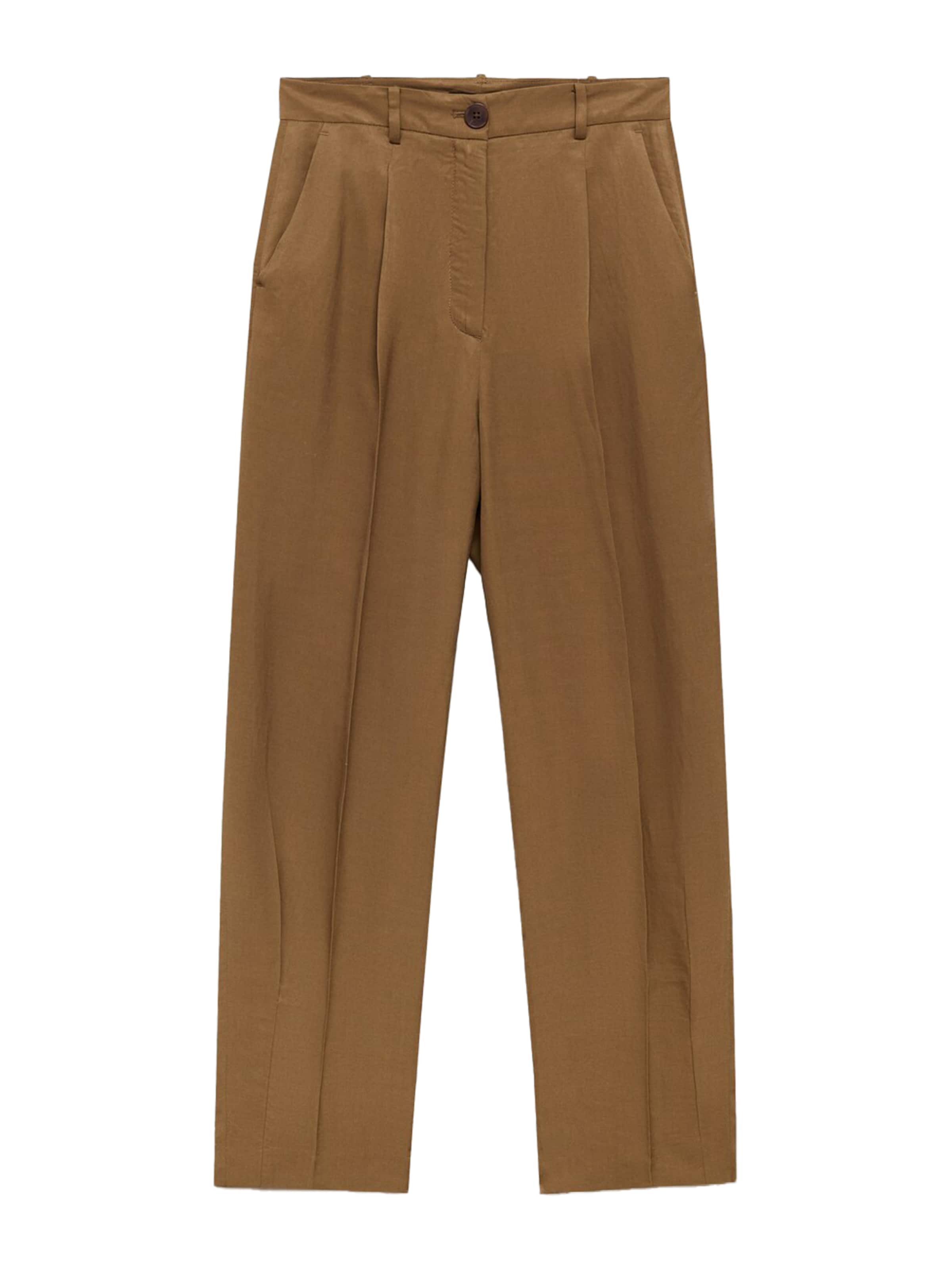 MANGO regular Bukser med fals 'MOSKITO' i grøn: forside