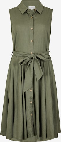 Apricot Linen Blend Shirt Mini Dress ' ' in Grün: Vorderseite