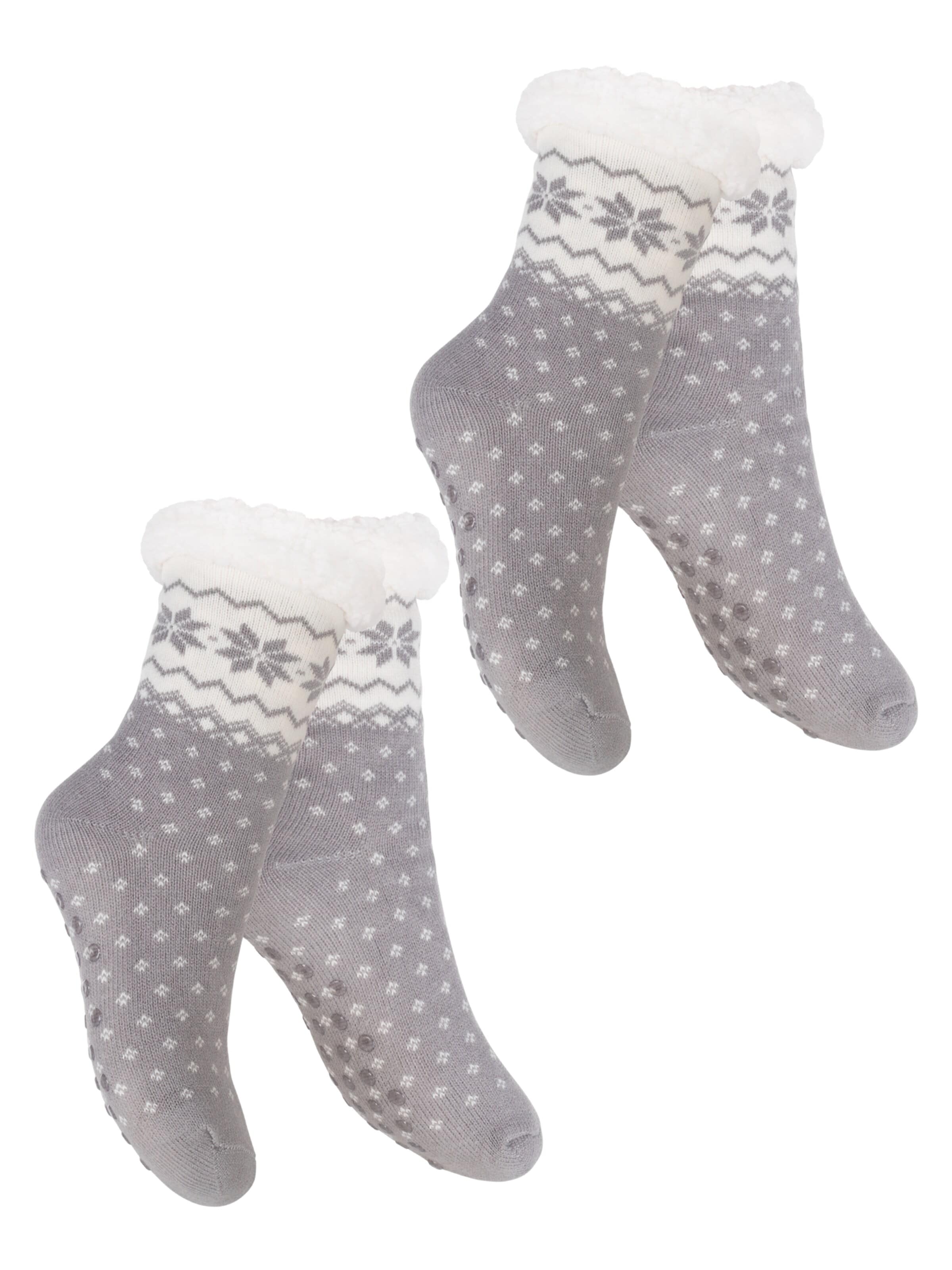 footstar Socken 'Haussocken'‌‌‌‌‌‌‌‌‌ in Grau: Vorderseite