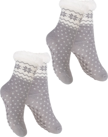 footstar Socken 'Haussocken' in Grau: Vorderseite