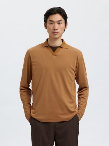 SELECTED Shirt 'SLHFAVE' in Bruin: voorkant