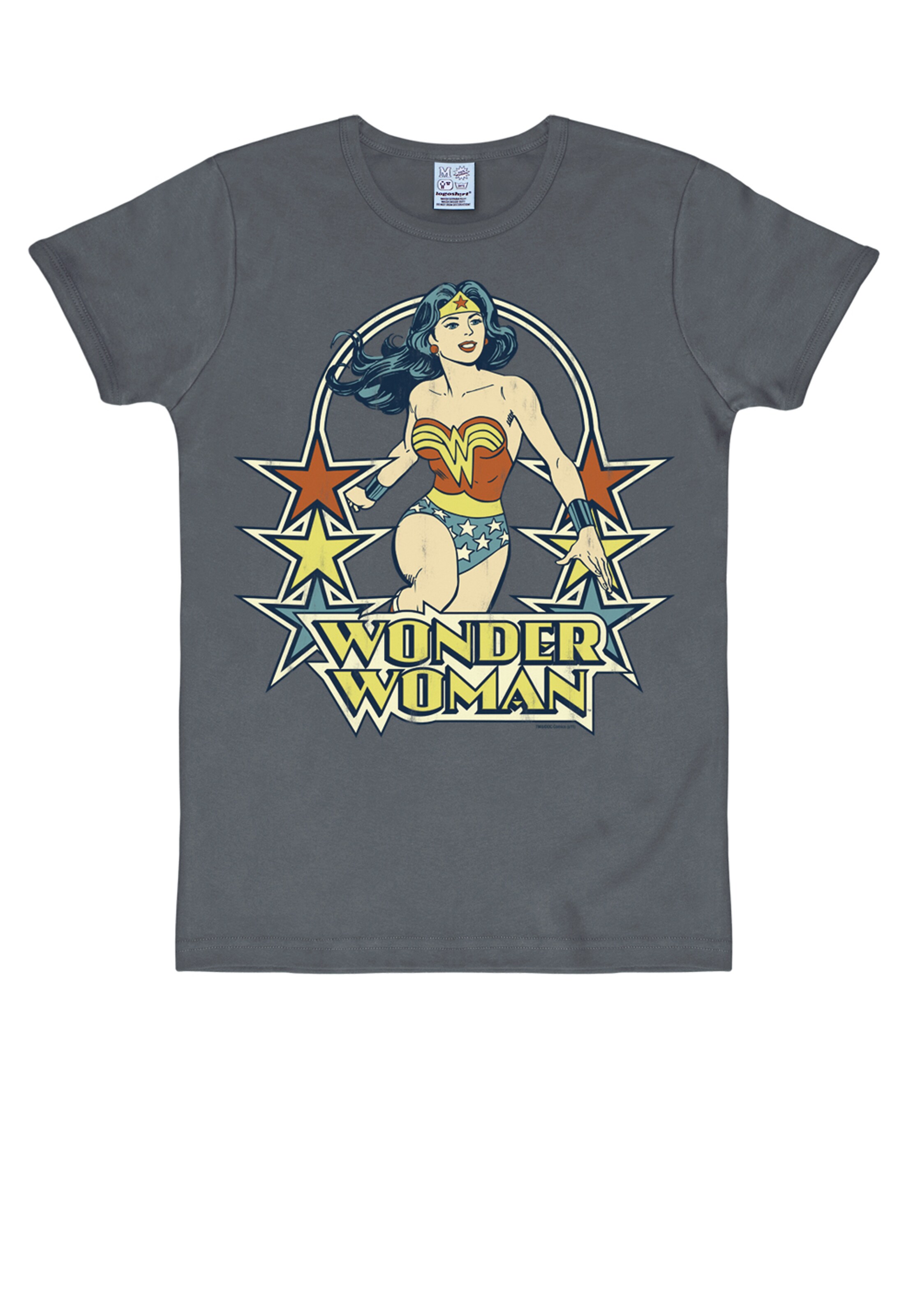 LOGOSHIRT Shirt 'Wonder Woman' in Grijs: voorkant