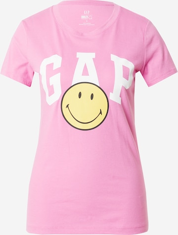 GAP Тениска 'SMILEY' в розово: отпред