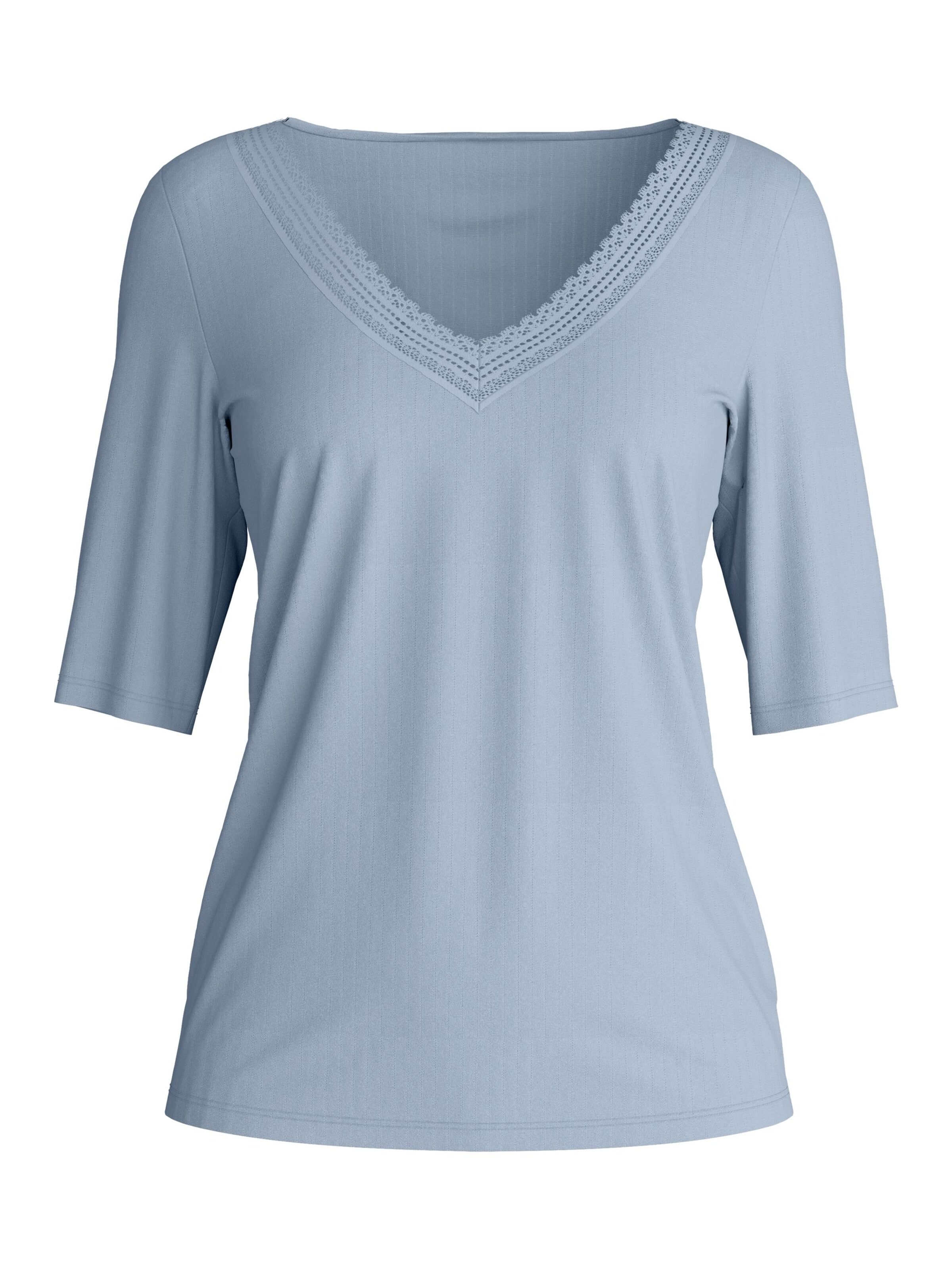 CALIDA Schlafshirt 'Etude Ajours'‌‌‌‌ in Blau: Vorderseite