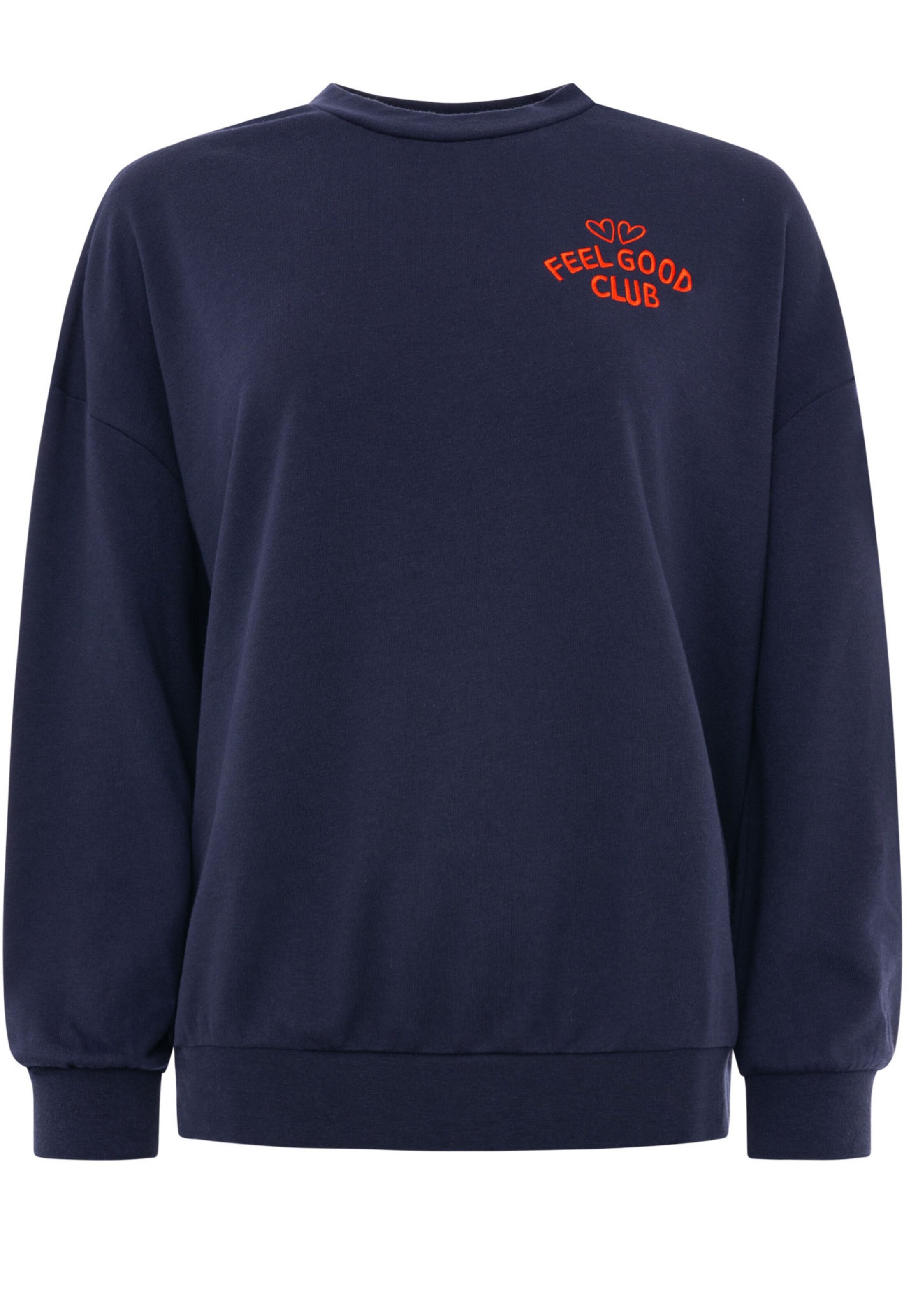 Zwillingsherz Sweatshirt 'FEEL GOOD CLUB' in Blauw: voorkant
