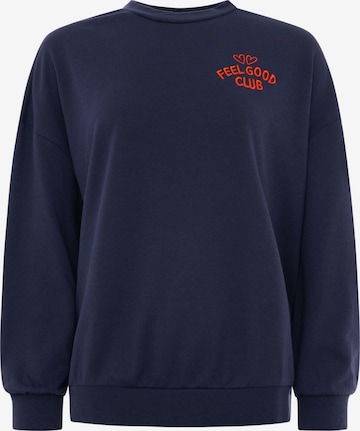 Zwillingsherz Sweatshirt 'FEEL GOOD CLUB' in Blauw: voorkant