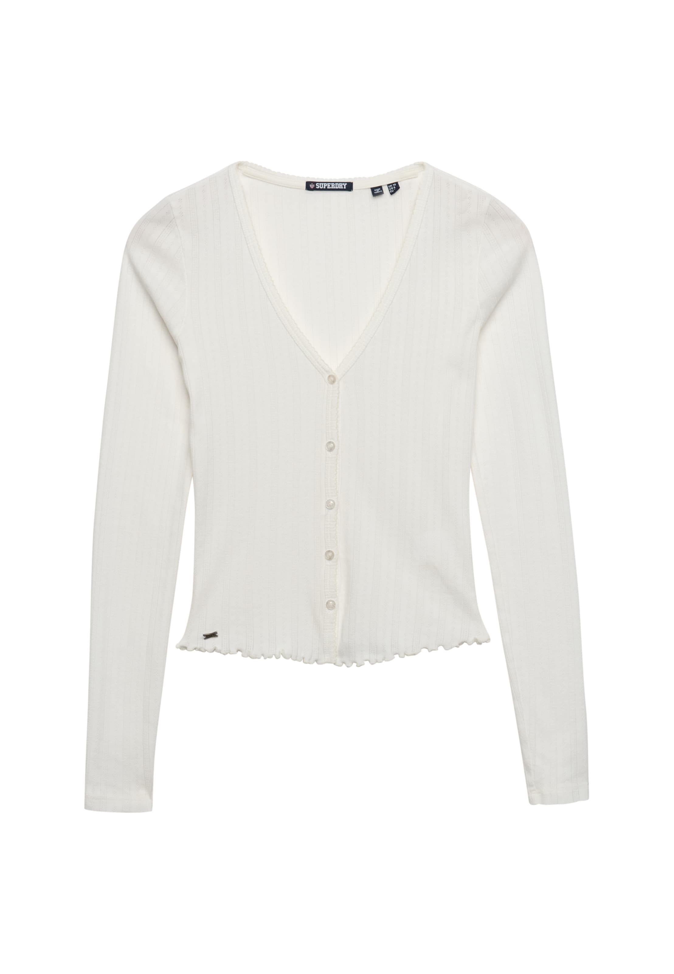 Superdry & Co Knit Cardigan 'Athletic Essential Pointelle' in White: front