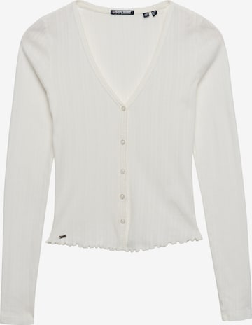 Superdry & Co Knit Cardigan 'Athletic Essential Pointelle' in White: front