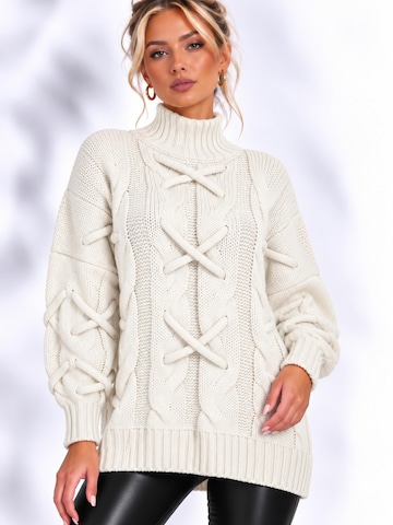Worldclassca Knit Cardigan 'Strick Pullover mit Stehkragen' in Beige: front