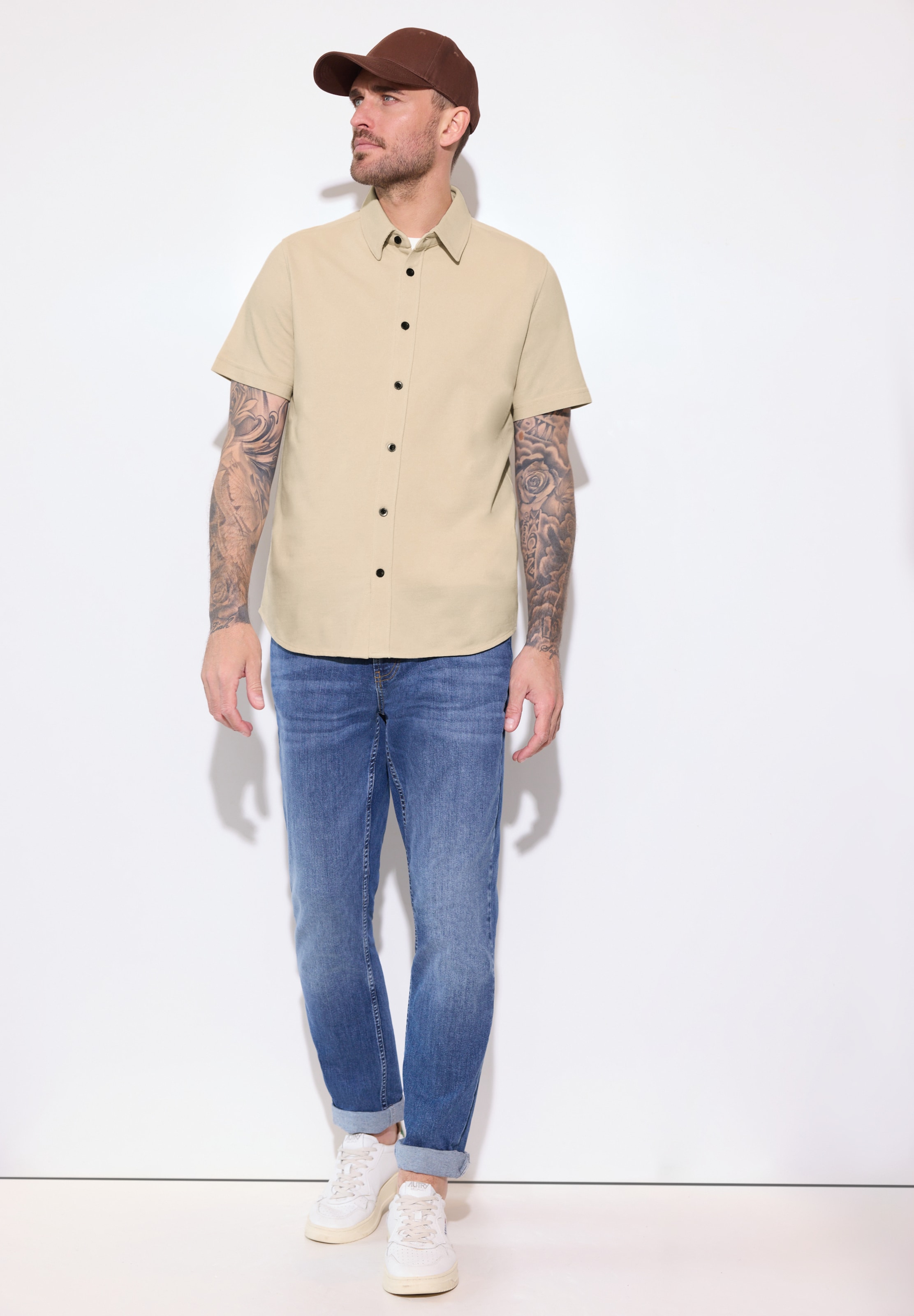 Street One MEN Comfort Fit Hemd in Beige