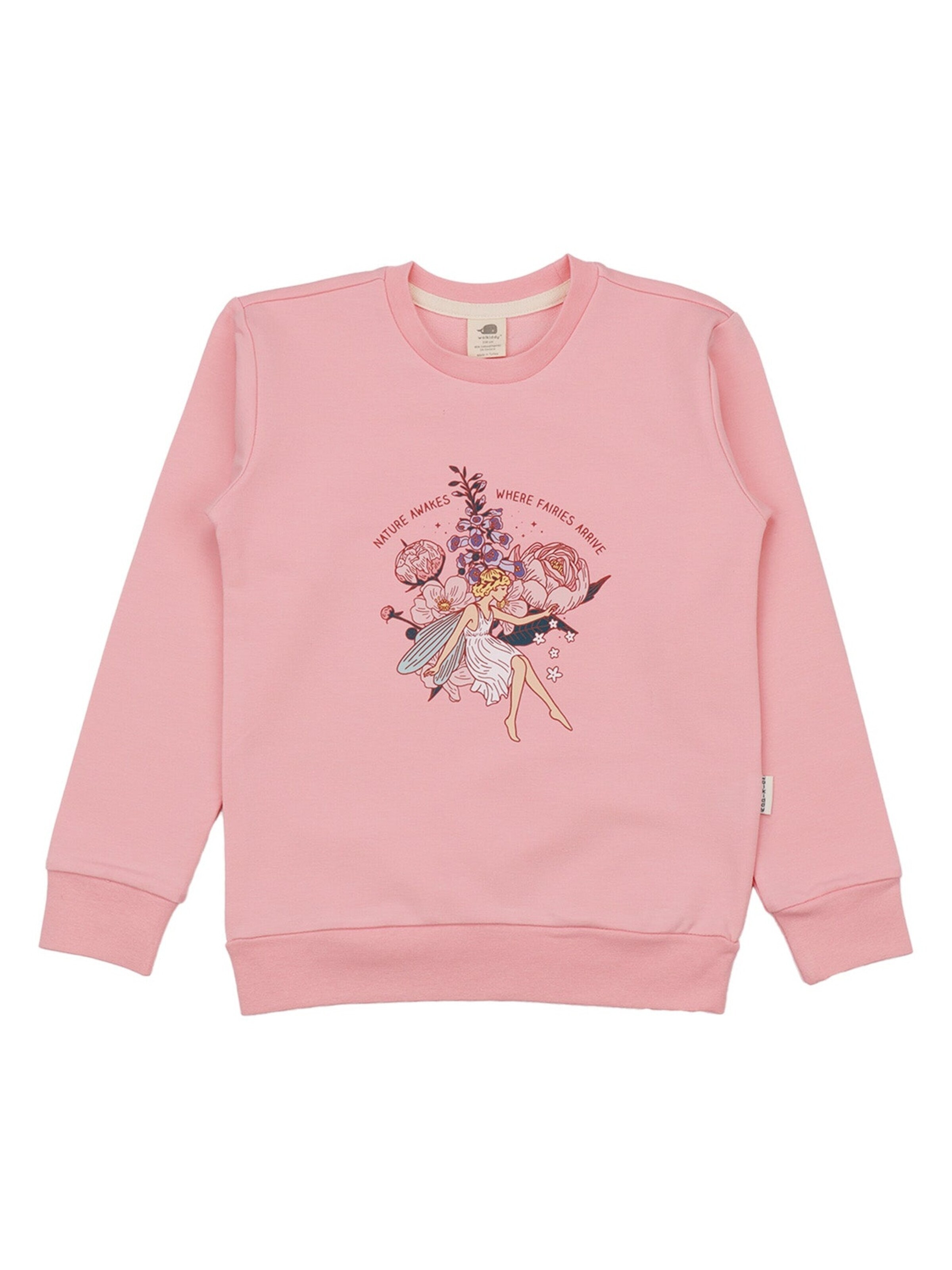 Walkiddy Sweatshirt 'Walkiddy - Fairies and Flowers' in Pink: front