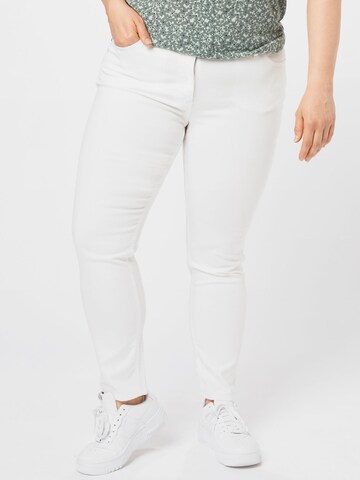 Coupe slim Pantalon 'Rafia' Persona by Marina Rinaldi en blanc : devant