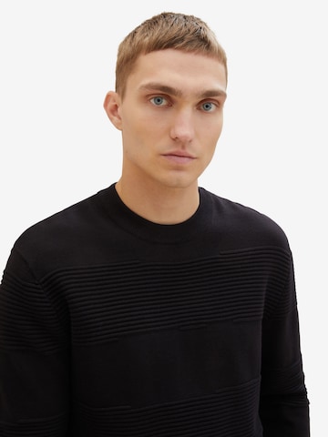 TOM TAILOR DENIM Pullover in Schwarz