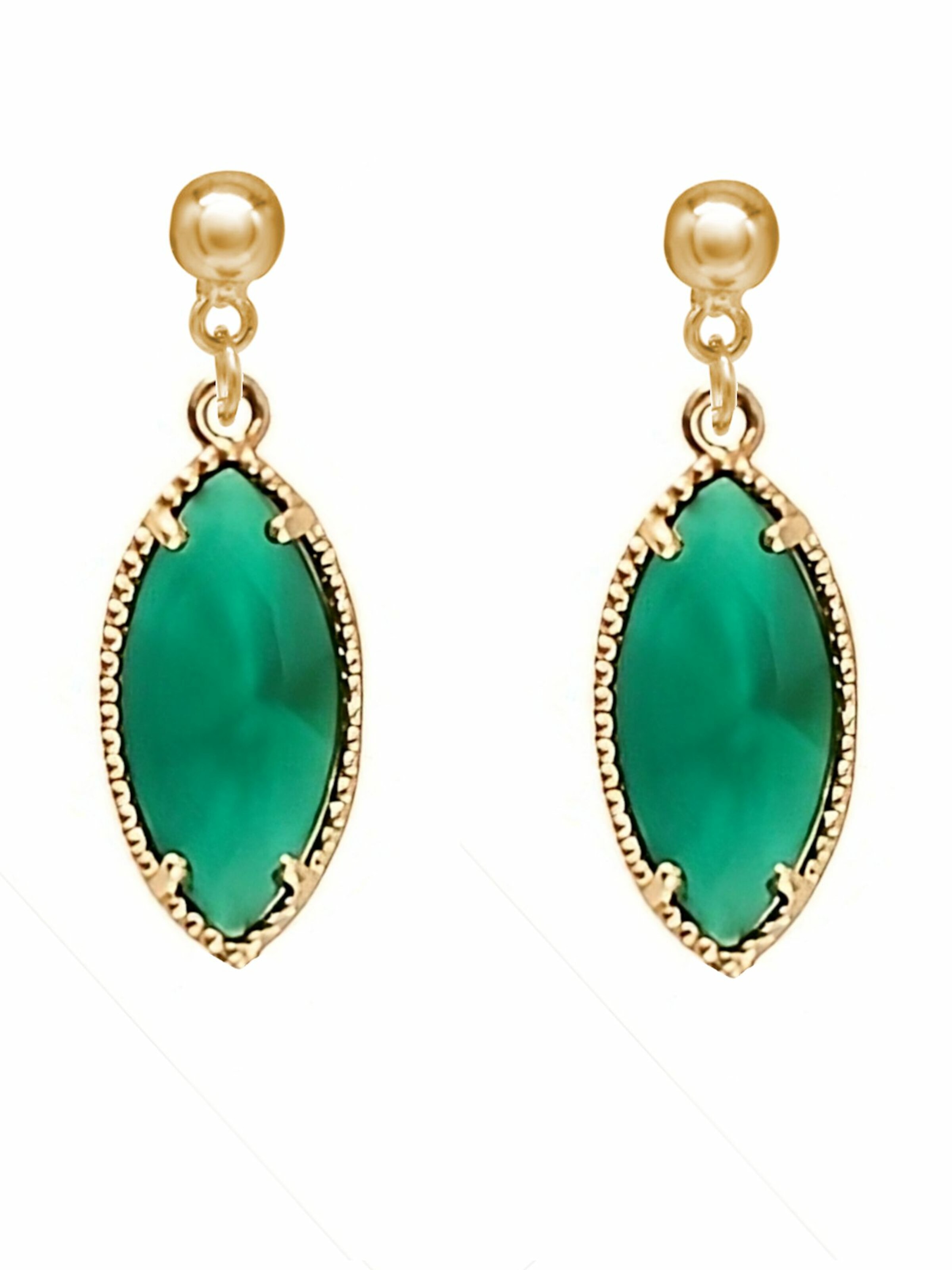 Gemshine Earrings 'GREEN DROPS' in Gold: front