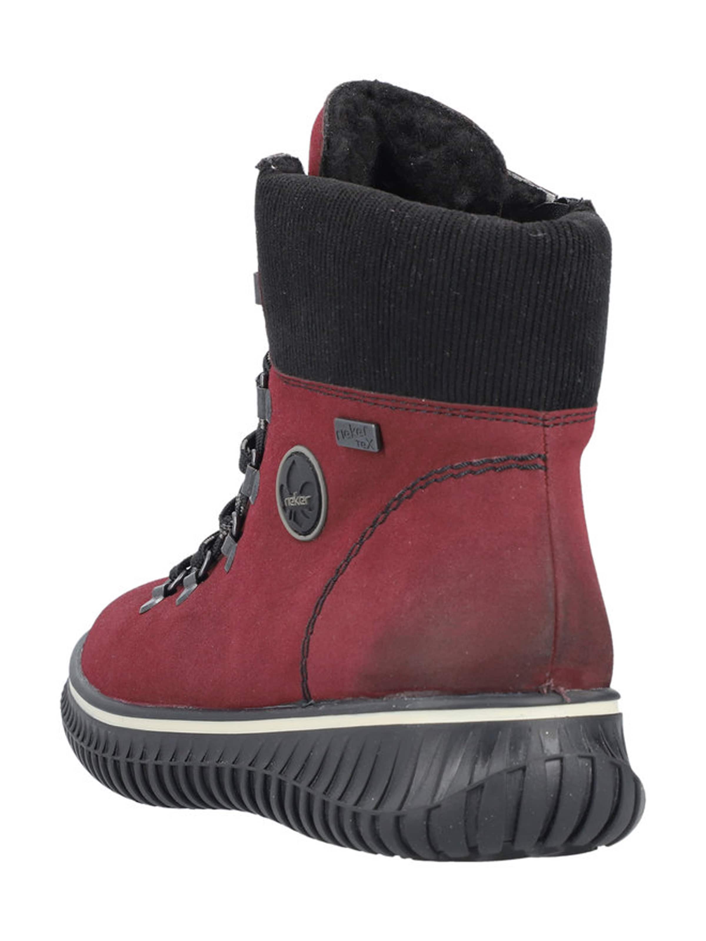 Rieker Ниски ботуши с връзки в червено