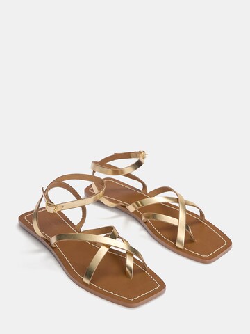 Pull&Bear Strap Sandals in Gold