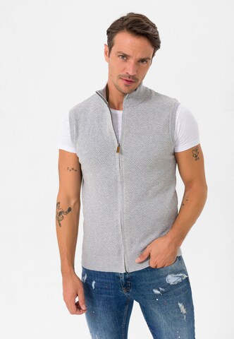 Jimmy Sanders Gebreid vest in Grijs: voorkant