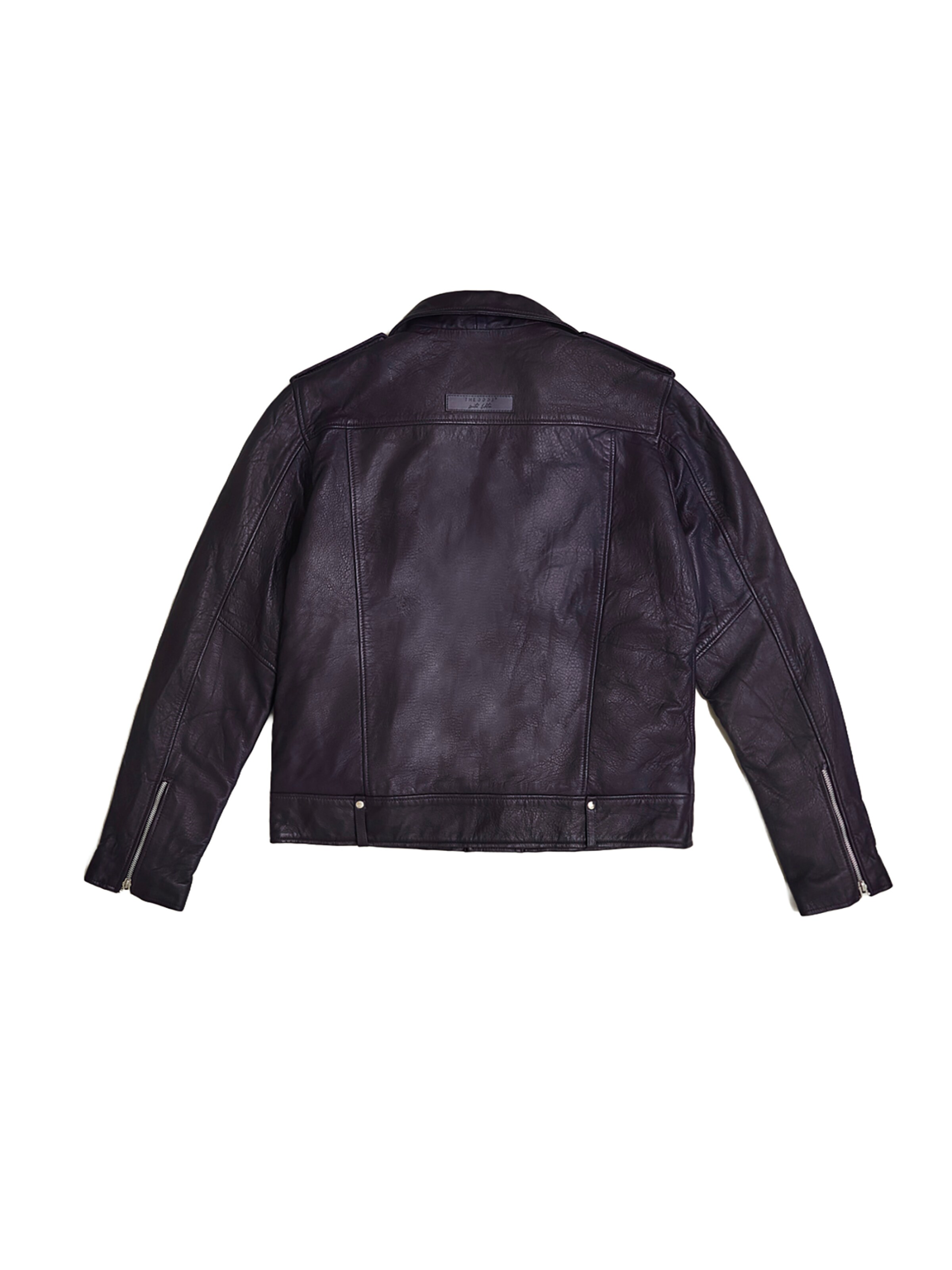 THE ODDS Tussenjas 'Mulberry Purple Matte Leather Jacket Men/ LMTD Edition' in Zwart: voorkant