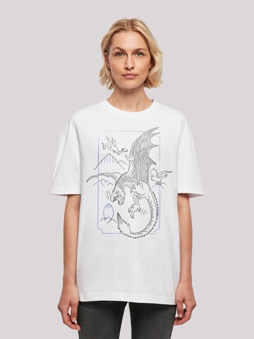 F4NT4STIC Shirt 'Harry Potter Dragon Line Art' in Wit: voorkant
