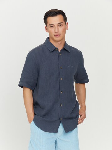 mazine Regular fit Button Up Shirt ' Leland Linen Shirt ' in Blue: front