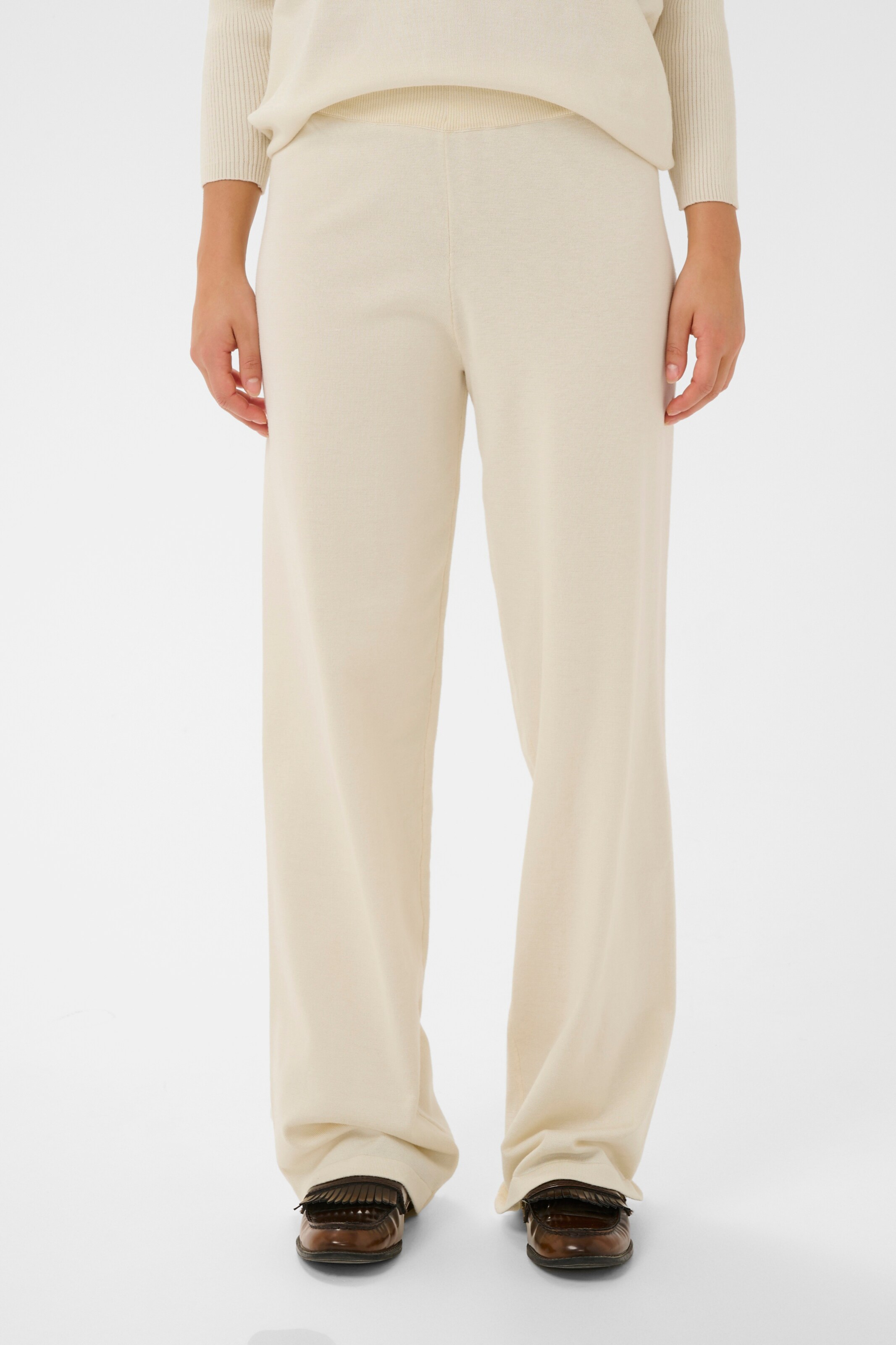 SAINT TROPEZ Regular Trousers 'Mila' in Beige: front