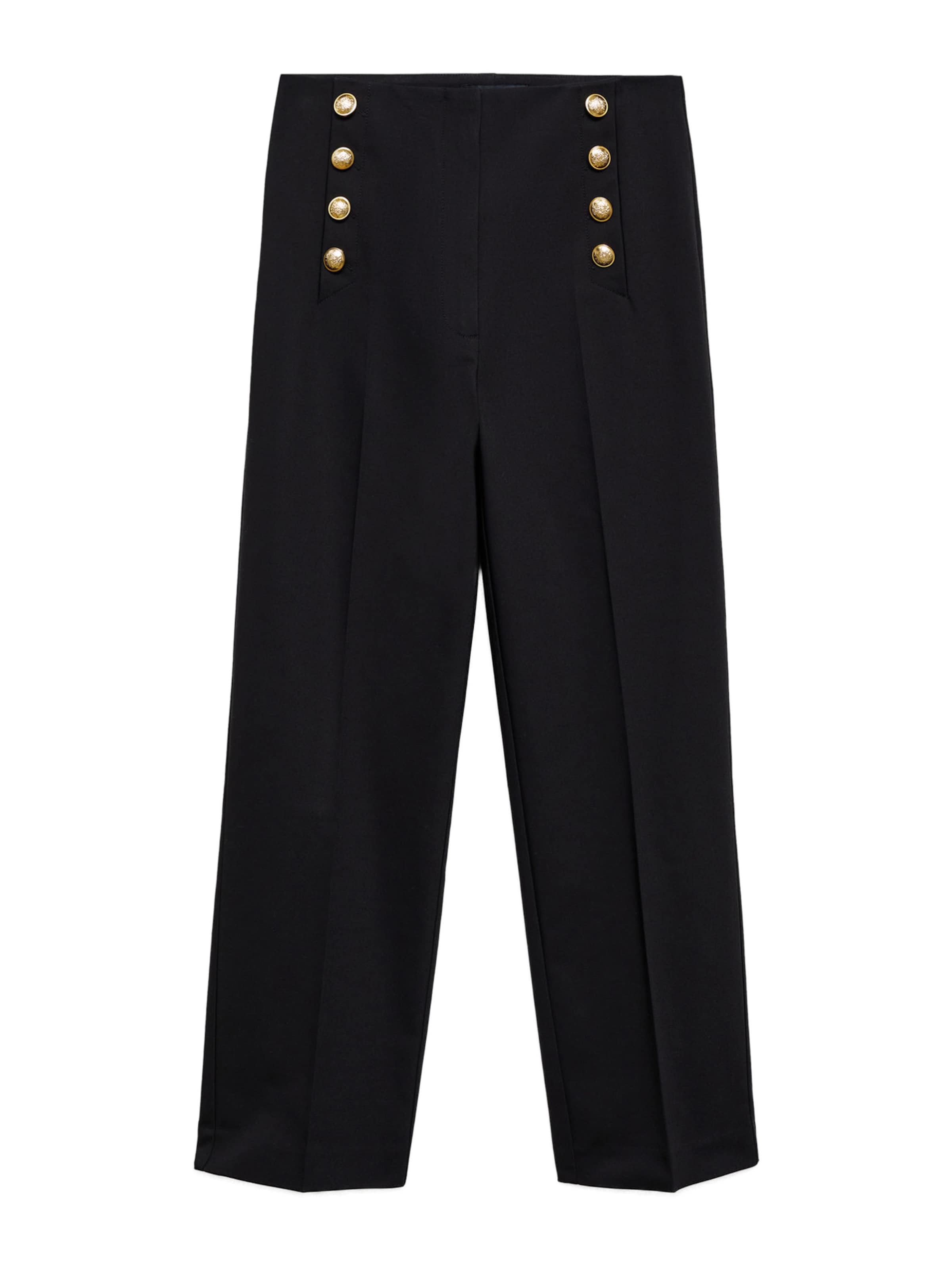 MANGO Štandardný strih Nohavice s pukmi 'BOTONES' - Čierna: predná strana