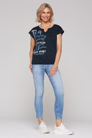Soccx Ärmelloses Shirt mit Print und Elastiksaum in Blau