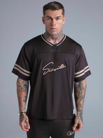T-Shirt SikSilk en marron : devant