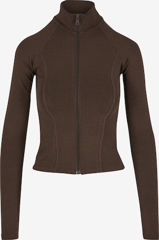 DEF Sportief sweatvest in Bruin: voorkant