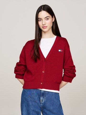 Tommy Jeans Gebreid vest 'ESSENTIAL' in Rood: voorkant