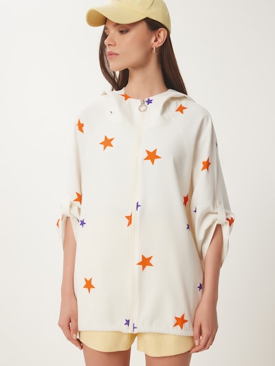 Happiness İstanbul Övergångsjacka i kräm / gentiana / orange, Produktvy