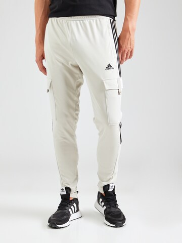 Coupe slim Pantalon de sport 'TIRO' ADIDAS SPORTSWEAR en beige : devant