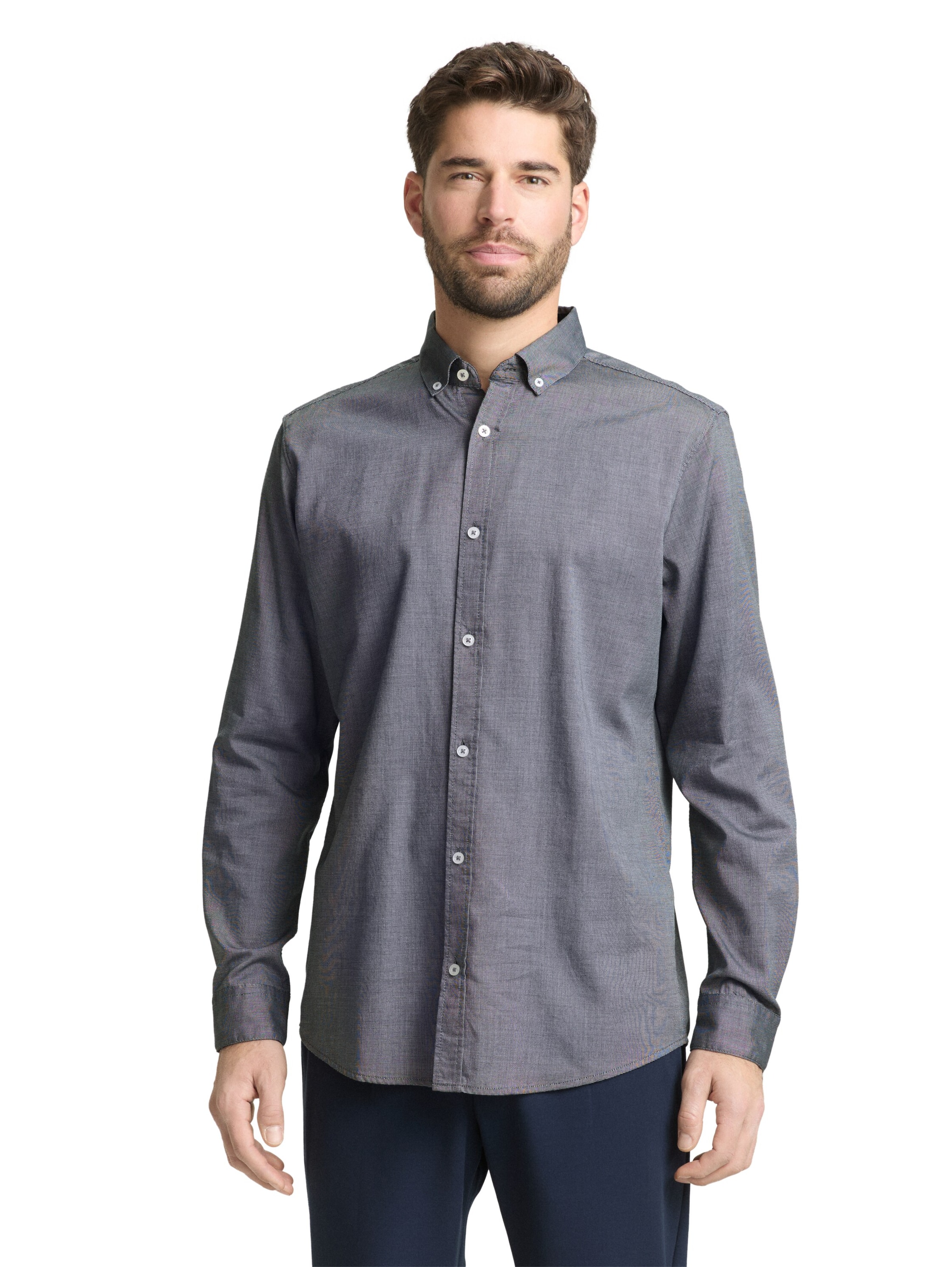 TOM TAILOR Regular Fit Businesshemd in Grau: Vorderseite