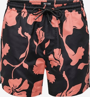 Shorts de bain Only & Sons en noir : devant